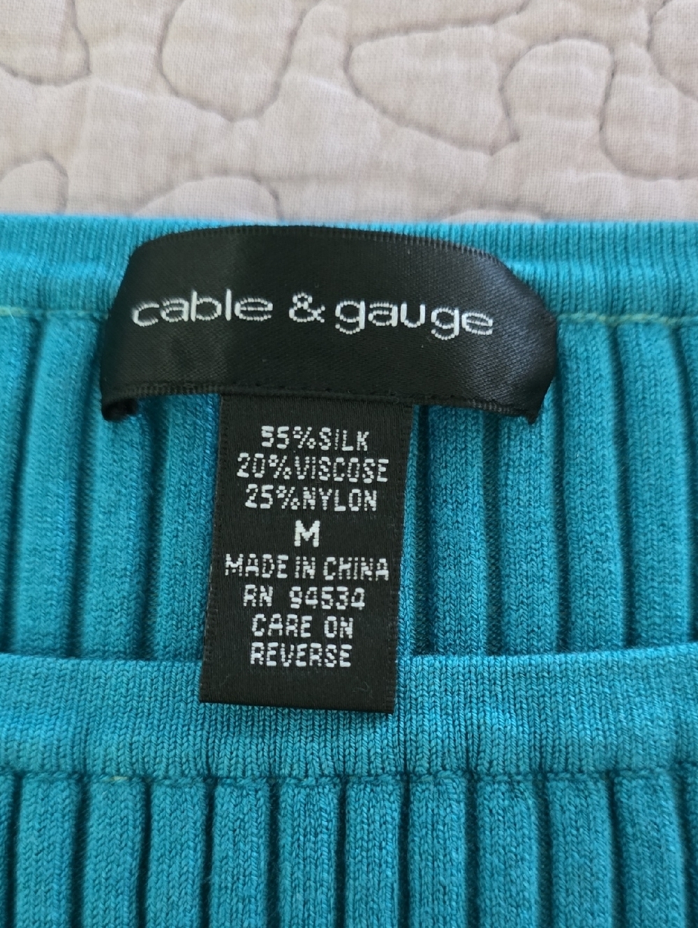 Cable & Gauge Teal/Turquoise Ribbed Tank Top - Picture 6 of 7